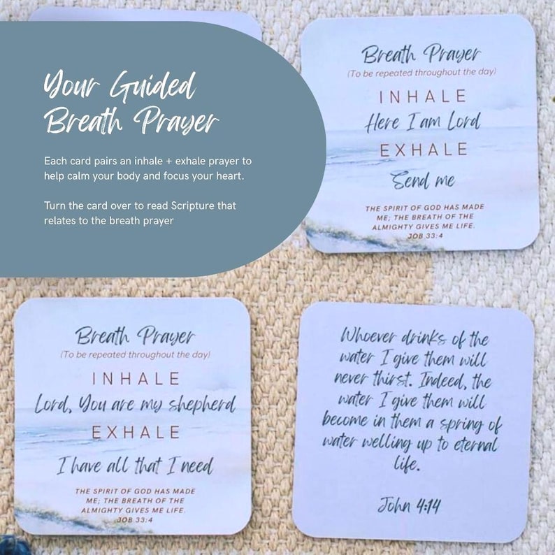 Breath Prayer Scripture Cards: Christian Affirmations, Encouragement Gift image 2