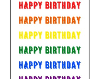 Rainbow Happy Birthday Card LBGT Pride Flag