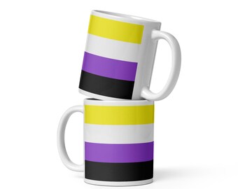 LGBTQIA+ Non-Binary Pride Flag White Ceramic Mug 11oz