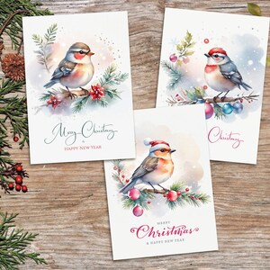 Set di 3 cartoline di buon Natale - Download DIGITALE - Bellissimo biglietto di Natale Robin - Stampa 8,5" x 11" - Taglia a 5" x 7"