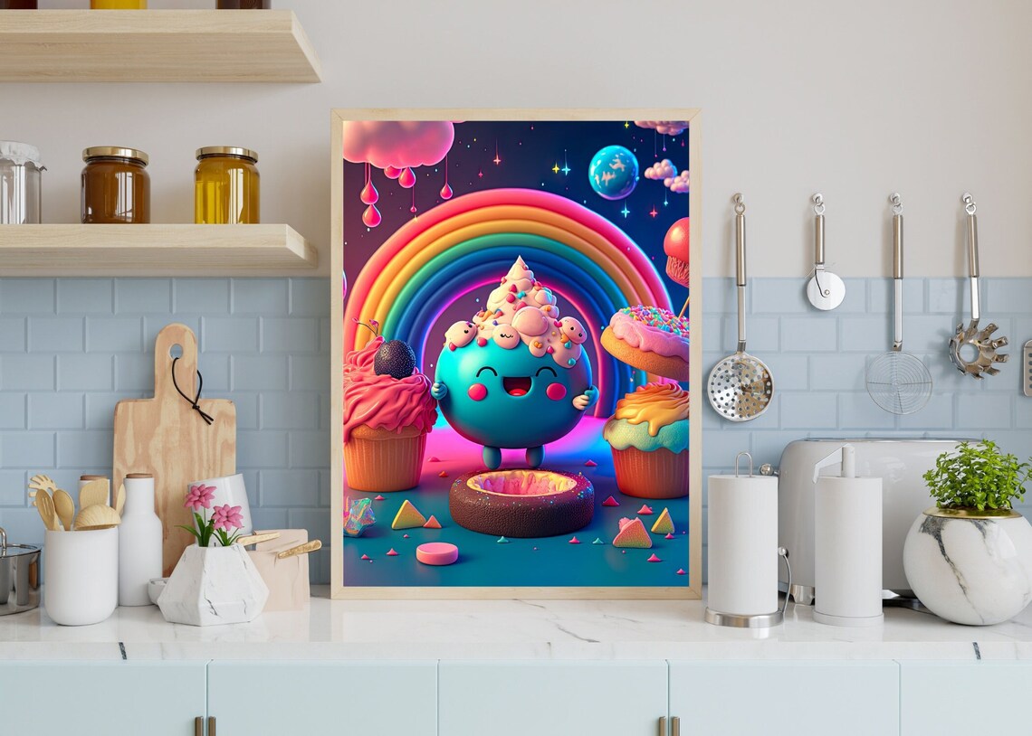 Kawaii Food Cupcake Kawaii Decor Cute Kawaii Print Kawaii Wall Etsy