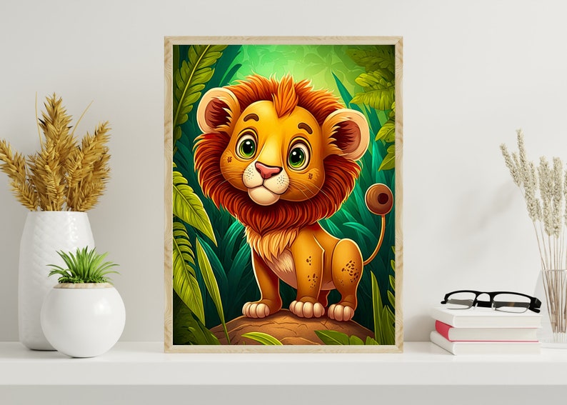 Baby Lion Wall Art Kid Room Lion Nursery Print Safari Nursery Etsy