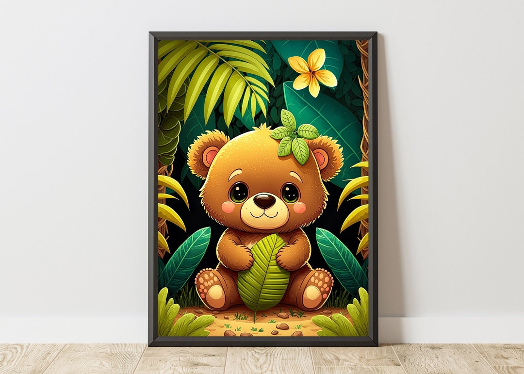 Baby Bear Wall Art Kid Room Playroom Print Nursery Animals Etsy