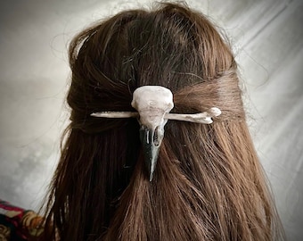 3D Printed Crow Skull Hair Pin, Witchy Gothic Cosplay  display picture 1