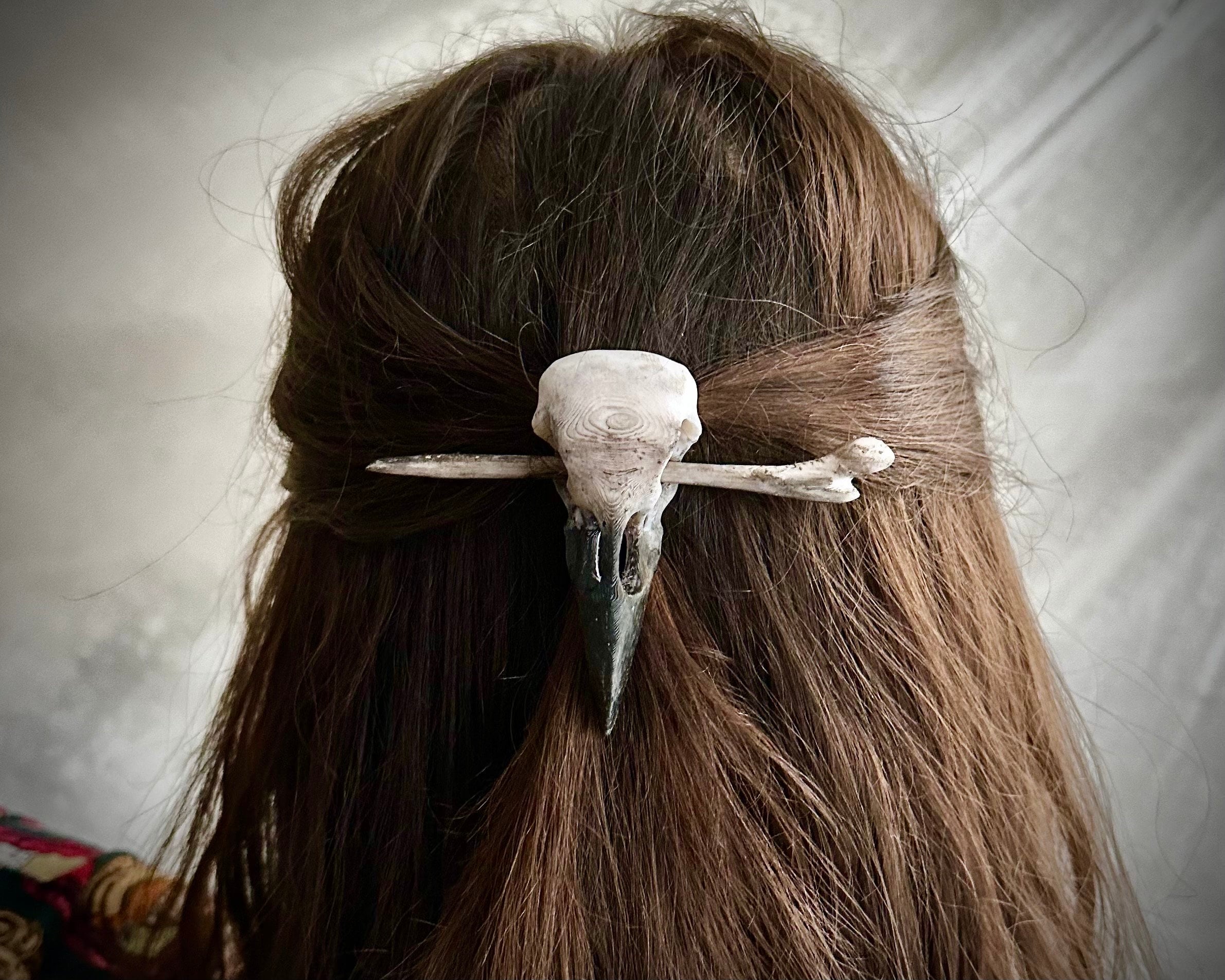 3D Printed Crow Skull Hair Pin, Witchy Gothic Cosplay  display picture 3