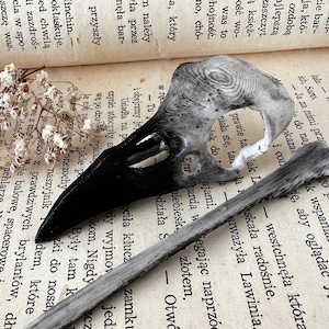 Crow skull hair pin, Witchy hair pin, dark academia decor, witchy gift, gothic skull hair pin, cosplay accessories, alt girl accessories