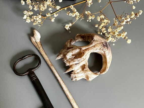 3D Printed Vintage Cat Skull Hair Pin, Dark Academia, Gothic  display picture 1