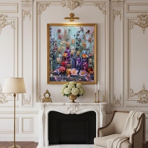 Potion Bottles Framed Canvas | Whimsical Floral Apothecary Wall Art