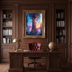 Enchanted Forest Framed Canvas Art – Mystical Tree Painting