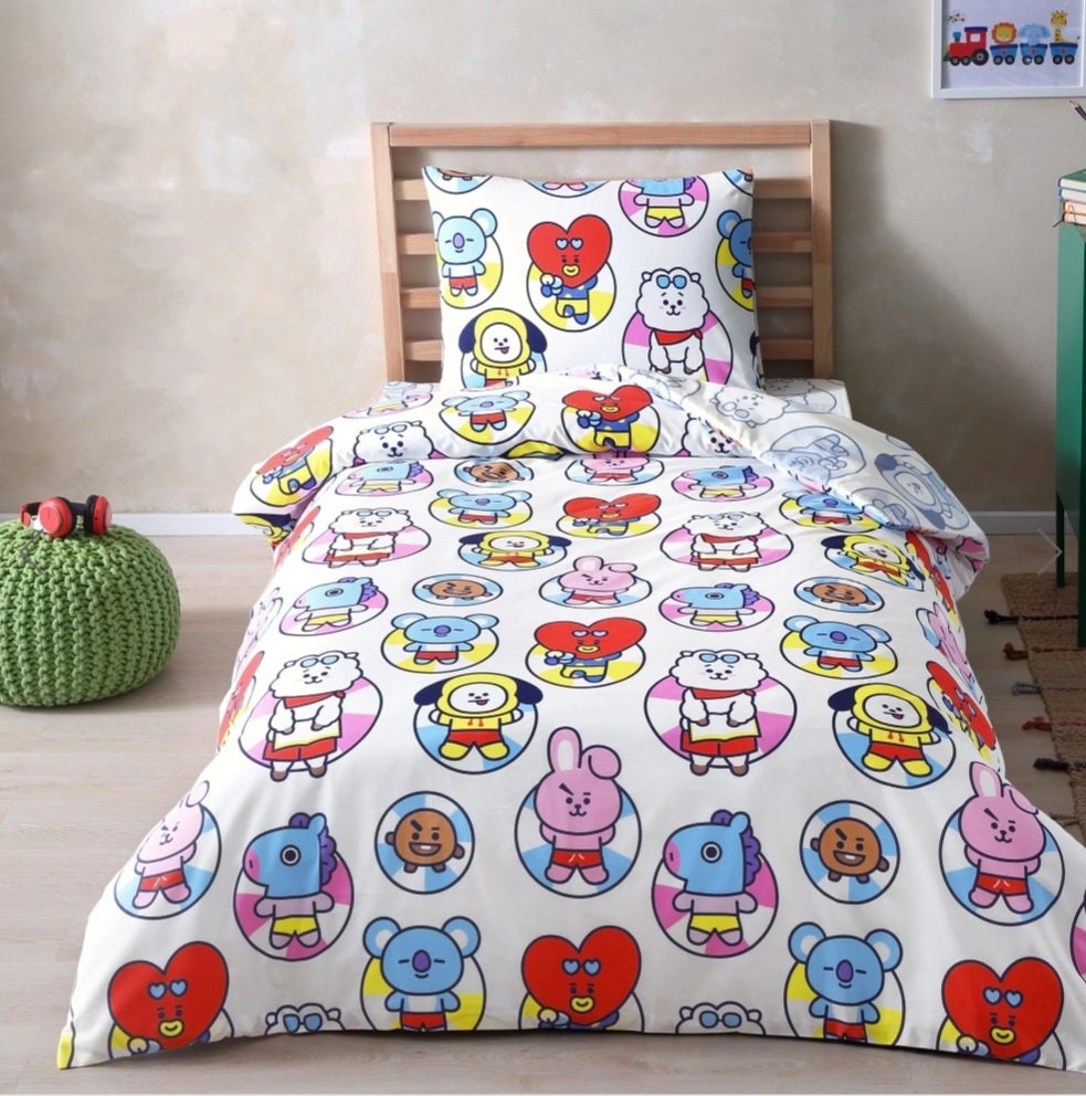 Kpop BTS - Juego de ropa de cama de 3 piezas para adolescentes, incluye 1  edredón y 2 fundas de almohada, juego de ropa de cama Bangtan Boy, tamaño