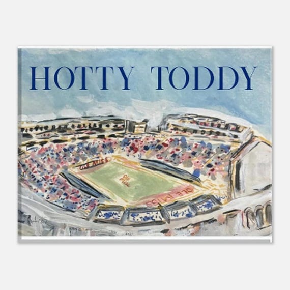 Ole Miss Stadium Art Print – University of Mississippi Watercolor Football Decor | Hotty Toddy Art | 11x14 Canvas