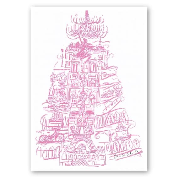 Paris Christmas Cards (Set of 10): Eiffel Tower & Louvre Illustration