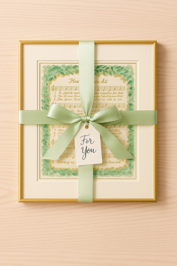 Hand-written Hymn Artwork, “AVE MARIA;” Joanna Geeker Art, Christian, Catholic, Religious, Hand drawn, Gift, Framed, Free Shipping, 11x14