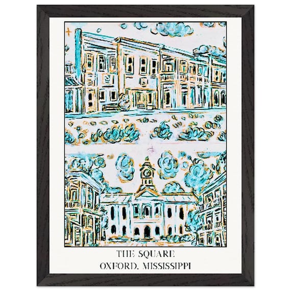 Chinoiserie Oxford Square Watercolor Art Print: Framed Southern Architecture