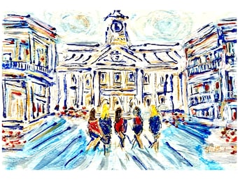 Ole Miss Art: Oxford Square originalmålning i guldram