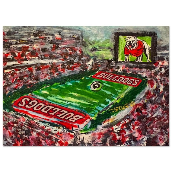 Between The Hedges – UGA Bulldogs Football Art Print, SEC Game Day Stadium Painting