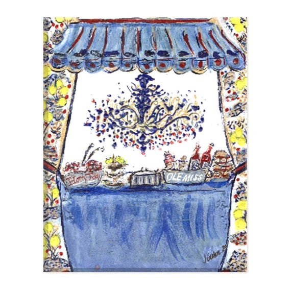 Ole Miss Game Day Tailgate| Fine Art Canvas 8x10 Print| College Grove| Joanna Geeker Art Original Design