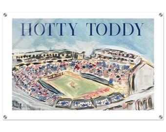 Ole Miss Muurdecoratie, Hotty Toddy Acrylprint; Vaught-Hemingway Stadium, Universiteit van Mississippi; Oxford Decoratie, Origineel kunstwerk van Joanna Geeker