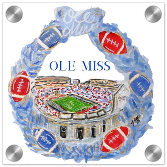 Ole Miss Stadium Art Print| 8x8 Frame – University of Mississippi Watercolor Football Decor | Hotty Toddy Art, by Alum Joanna Geeker