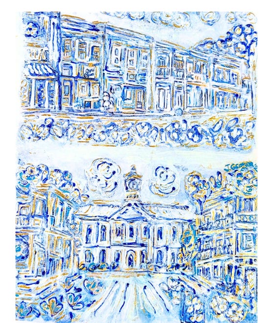 Oxford Mississippi Art: Chinoiserie Framed Painting, Ole Miss Gift