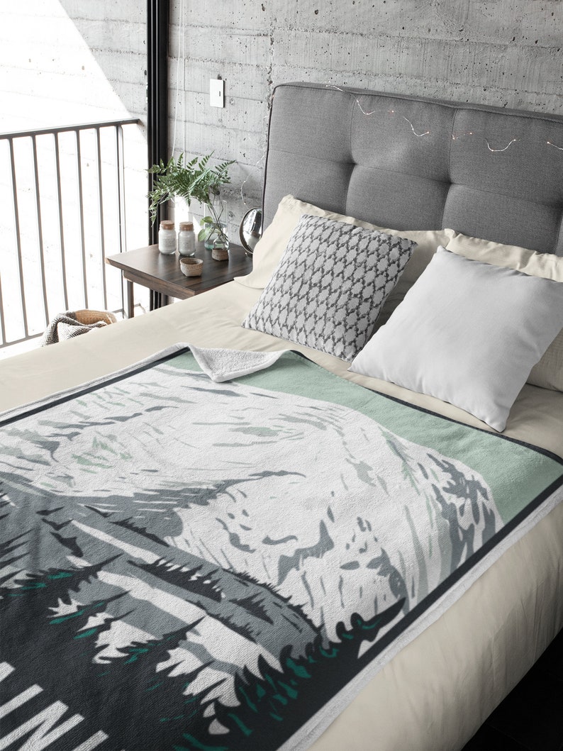 MOUNT RAINIER BLANKET National Park Fleece/sherpa Blanket camping Plush