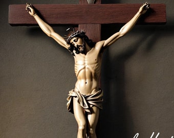 Reflexión Sagrada - Imágenes de Arte de Pared de Lienzo de Jesús Crucificado en Cruz - Obras de Arte Religiosas Únicas para el Hogar - Decoración de Pared Espiritual Contemporánea