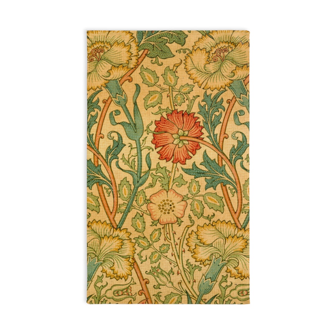 William Morris Pink and Rose Hand Towel Vintage Floral Kitchen Etsy