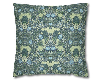 William Morris Light Seaweed Pillowcase - Luxe Faux Suede Decorative Cushion Cover, Artistic Home Accent