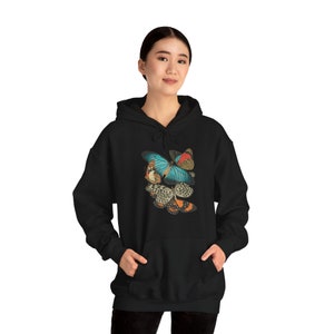 Vintage French Butterflies Unisex Heavy Blend™ Hooded Sweatshirt Papillion Art Nouveau Style Butterfly Hoodie Eclectic Clothing Style