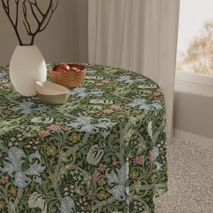 Golden Lily Tablecloth William Morris Table Covering Square Tablecloth Timeless Beauty