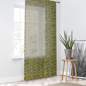 Trellis Sheer Curtain Luxury Drapery Maximalist Decor Vintage Curtains Cottagecore Maximalist Decor Floral Curtain William Morris Print Boho
