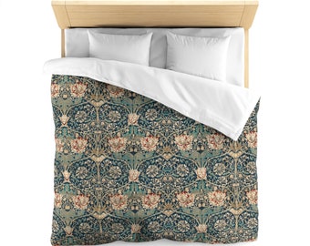 William Morris madreselva edredón cubierta ropa de cama de lujo maximalista floral edredón cubierta Art Nouveau decoración artesano ropa de cama encantadora cama floral