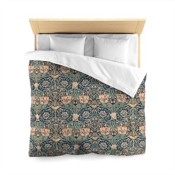 William Morris copripiumino caprifoglio biancheria da letto di lusso copripiumino floreale massimalista arredamento Art Nouveau biancheria da letto artigianale bel letto floreale