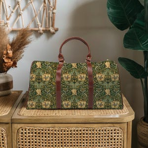 William Morris Honeysuckle Waterproof Travel Bag Luxurious Suitcase Weekend Duffle Maximalist Luggage Travelers Bag Overnight Bag Luxury Bag