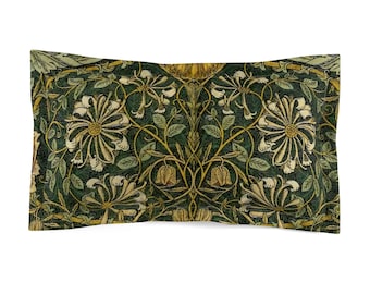 Green Honeysuckle Pillow Sham Maximalist Decor William Morris Print Luxury Bedding Floral Pillow Cover Custom Pillow Art Nouveau Print Sham