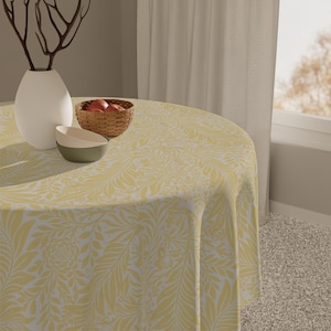William Morris Yellow Floral Tablecloth Vintage Floral Cloth Antique William Morris Pattern Table Cloth Flower and Foliage Tablecloth Boho