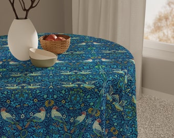 Nappe élégante à motif d'oiseaux - William Morris Artistic Home Decor, Linge de table vintage de luxe