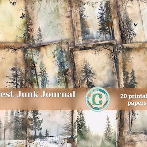 Vintage Forest Scrapbook Paper Pack Junk Journal Kit Printable Pages Shabby Chic Journaling Kit Collage Sheet Ephemera Designs