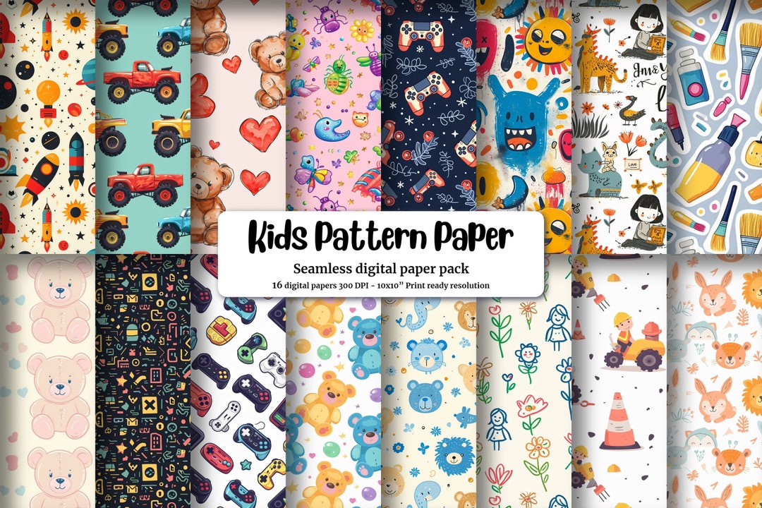 Cute Seamless Pattern Paper With Playful Colors of Monster Trucks ...