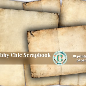 Vintage Shabby Chic Scrapbooking Papers - Printable Journaling Kit with Double Page Empty Off White Designs for Junk Journals and Ephemera