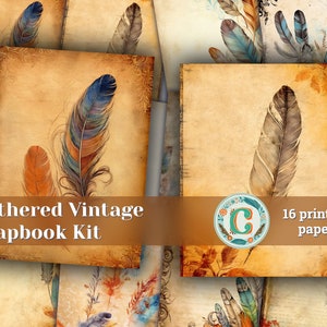 Papéis de álbum de recortes vintage com borda de penas | Aquarela alto detalhe | Pintado à mão | Cartão de Decoupage do Stamperia | Coisas efêmeras chiques e surradas