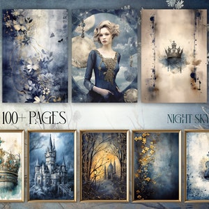 Mega Bundle, colori del cielo notturno, diario spazzatura, download digitale, acquerello, tecnica mista, fiaba, romantico, nostalgia