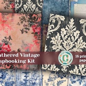 Papiers de scrapbooking patinés vintage pour journaux indésirables, éphémères shabby chic et invitations - pages imprimables et kit de journalisation