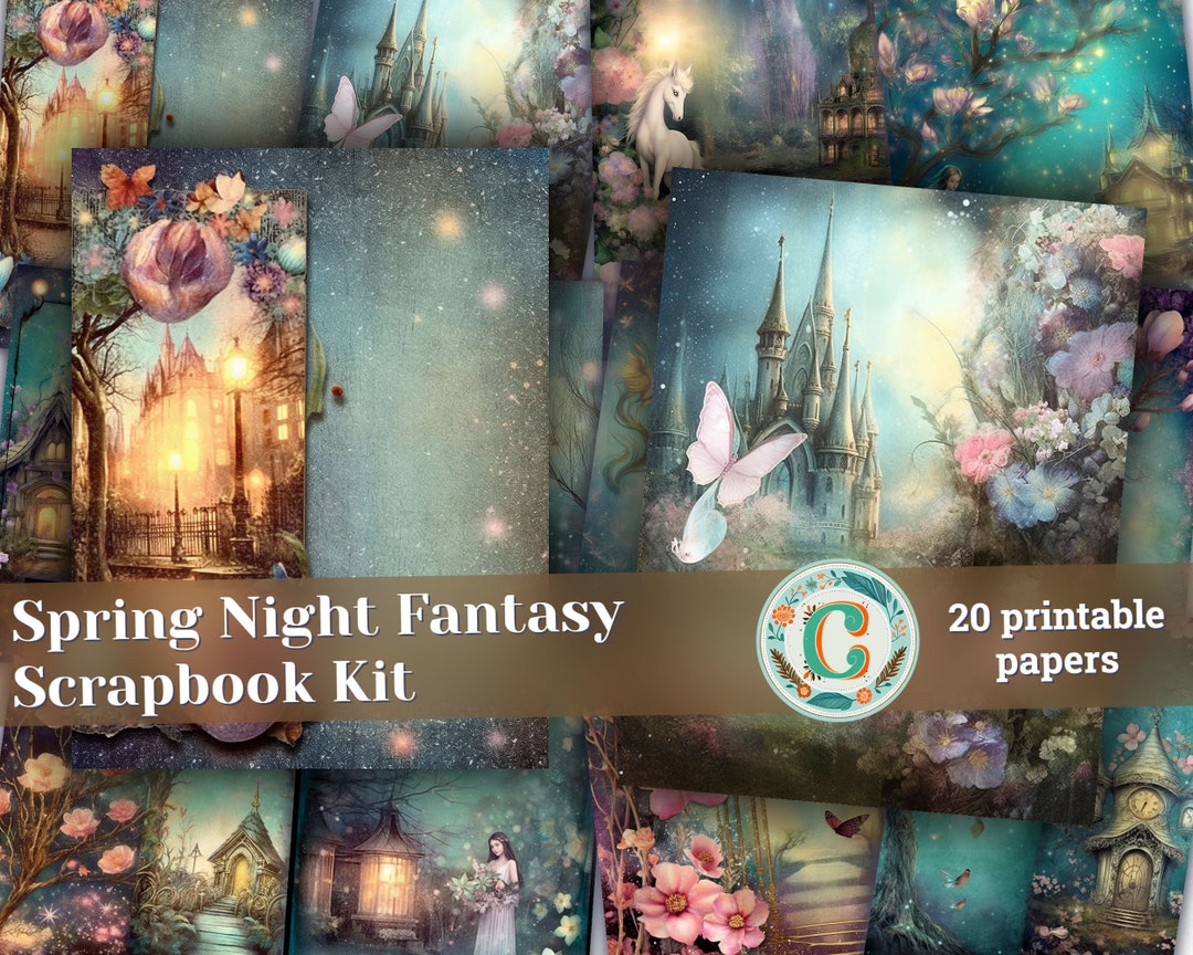 20 Pages of Spring Night Fantasy Fairy Tale Scrapbooking Backgrounds ...