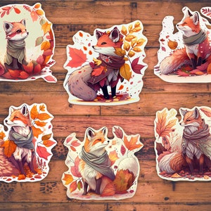 Adorabili adesivi volpe, volpi dolci / decalcomanie animali, decalcomania MacBook, adesivi per laptop, decalcomania bottiglia d&#39;acqua, volpe floreale / png stampabile / digitale