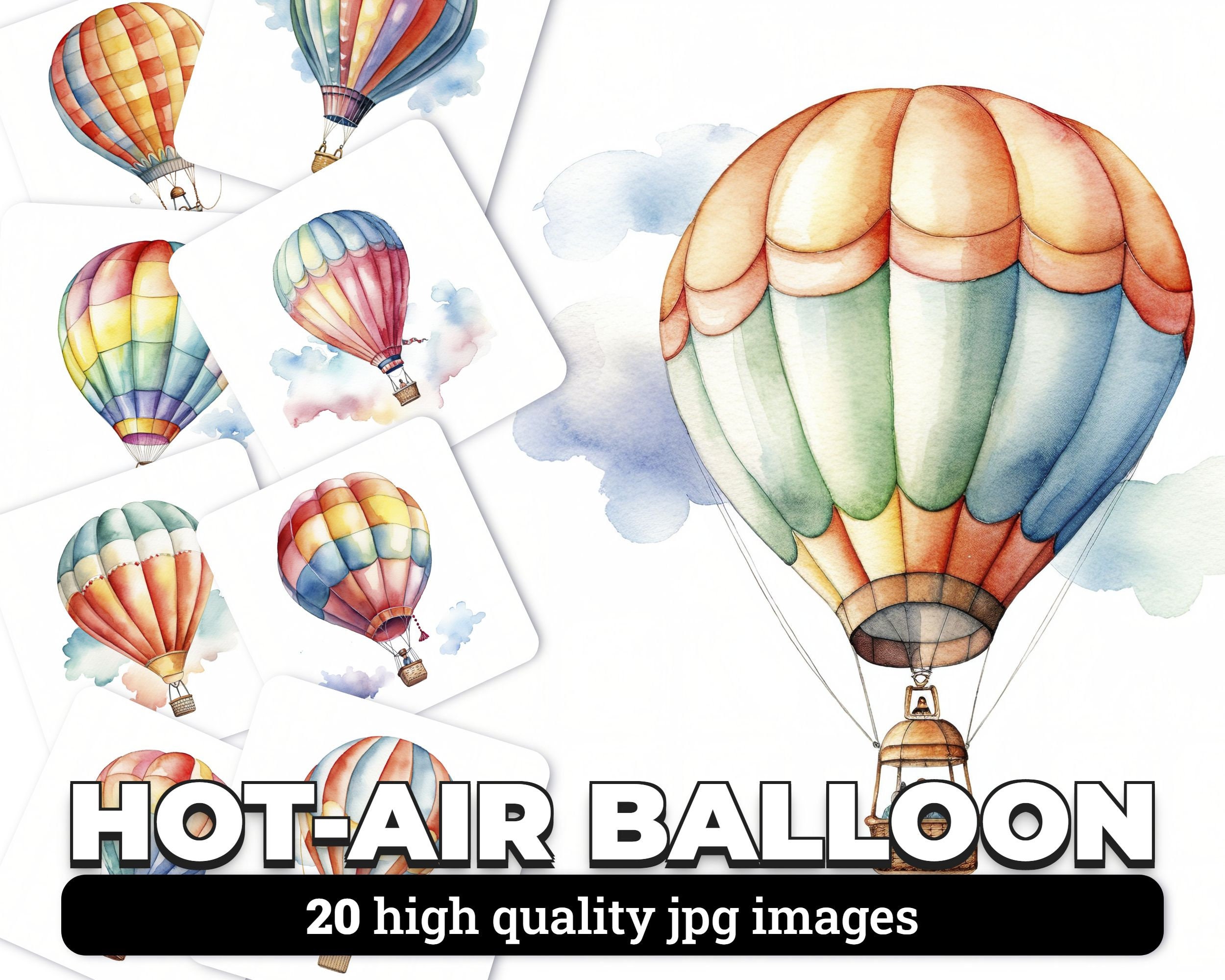 Floral Hot Air Balloon Stickers for Scrapbooking and Junk Journal