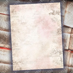 12 pages de journal rose tendre, kit de journal indésirable, papiers de base, pages minables imprimables, papier rose vintage, feuille de collage, papier scrapbooking image 4