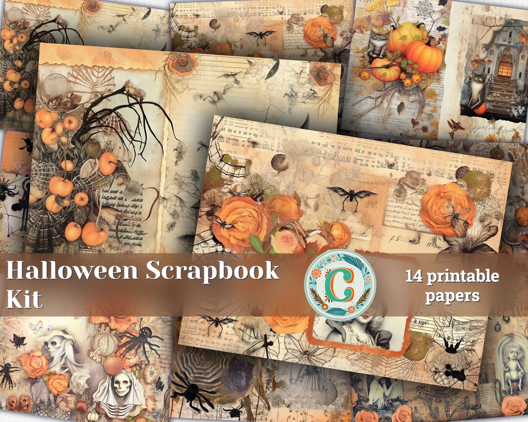 14 Papers | Halloween Themed Junk Journal Background | Colorful Fairy ...