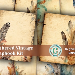 papier peint scrapbook vintage avec belle bordure de motif de plumes - aquarelle, détails élevés, peint à la main, Stamperia, carte de découpage