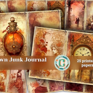 25 Papers | Vintage Crown Inspired Junk Journal Kit, Mixed Media Print Scrapbooking Papers, Soft Pastel Tones, Poetic Tranquility